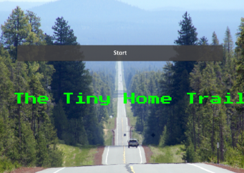 A long highway stretches into the distance with text across the front that reads "the tiny home trail" 